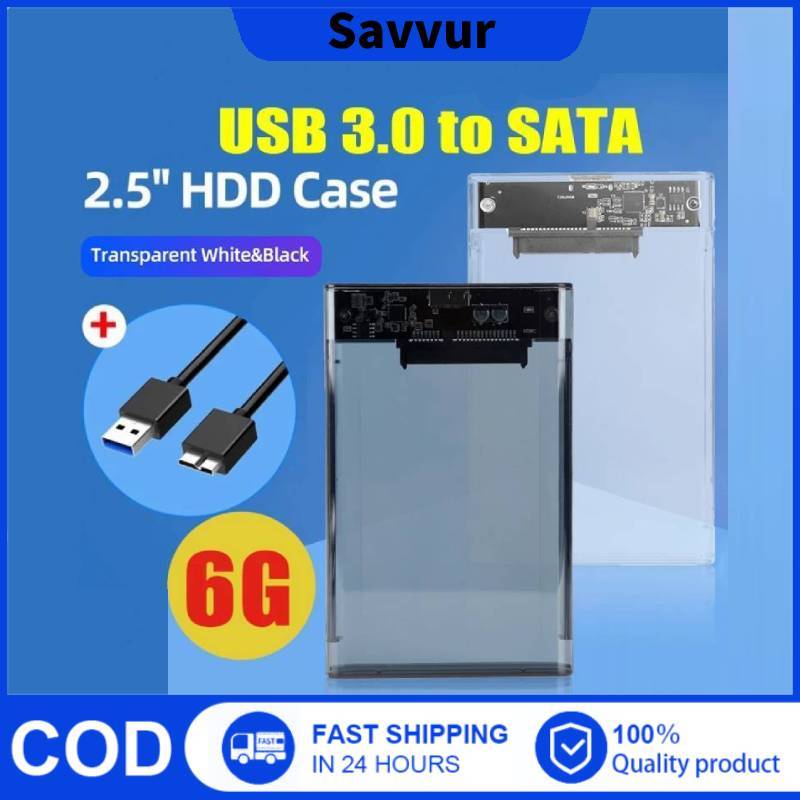 Savvur USB 3.0 2.5 Inch HDD SSD Enclosure Transparent Solid State Drive ...
