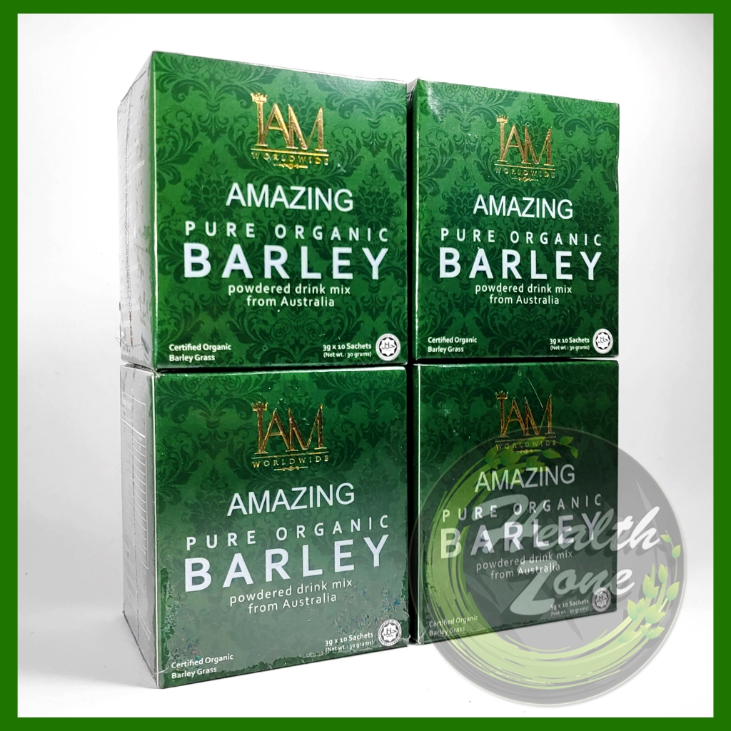 4 Boxes IAM Amazing Pure Organic Barley Powdered Drink Mix 10 Sachets ...