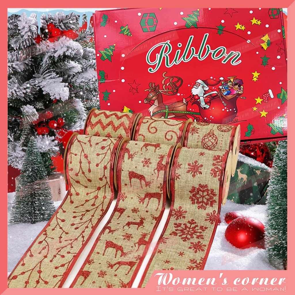 6.3cm High-end linen ribbons, Christmas ribbons, Christmas tree ...