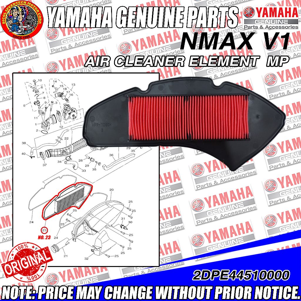 NMAX V1 AIR CLEANER ELEMENT (YGP) (GENUINE: 2DP-E4451-00) | Shopee ...