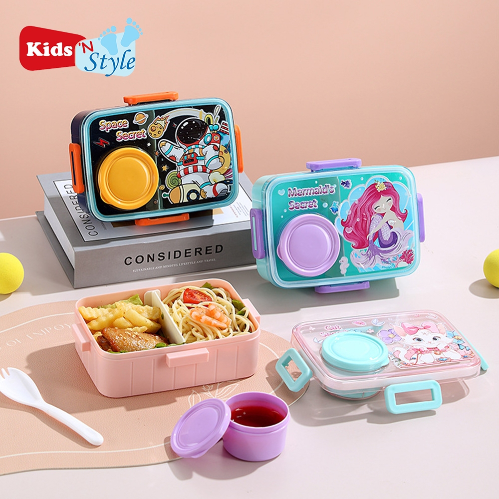 Adorable 800ml Kids Plastic Single Tiffin Food Container Lunch Box With ...