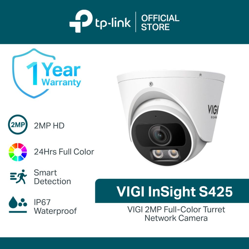 TP-Link | InSight S425 | VIGI | Full-Color | Turret | Network CCTV ...