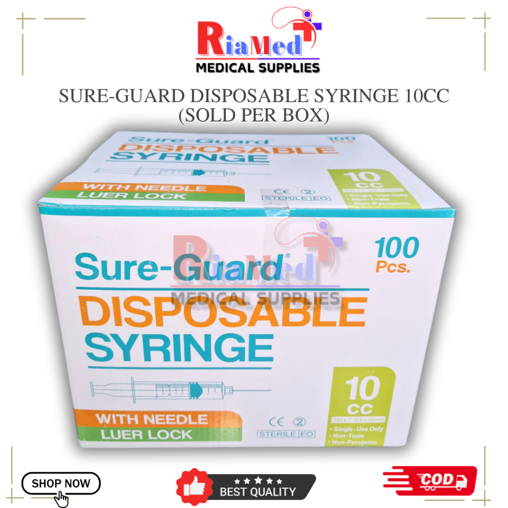 SURE-GUARD Disposable Syringe 10cc (100pcs/box) | Shopee Philippines