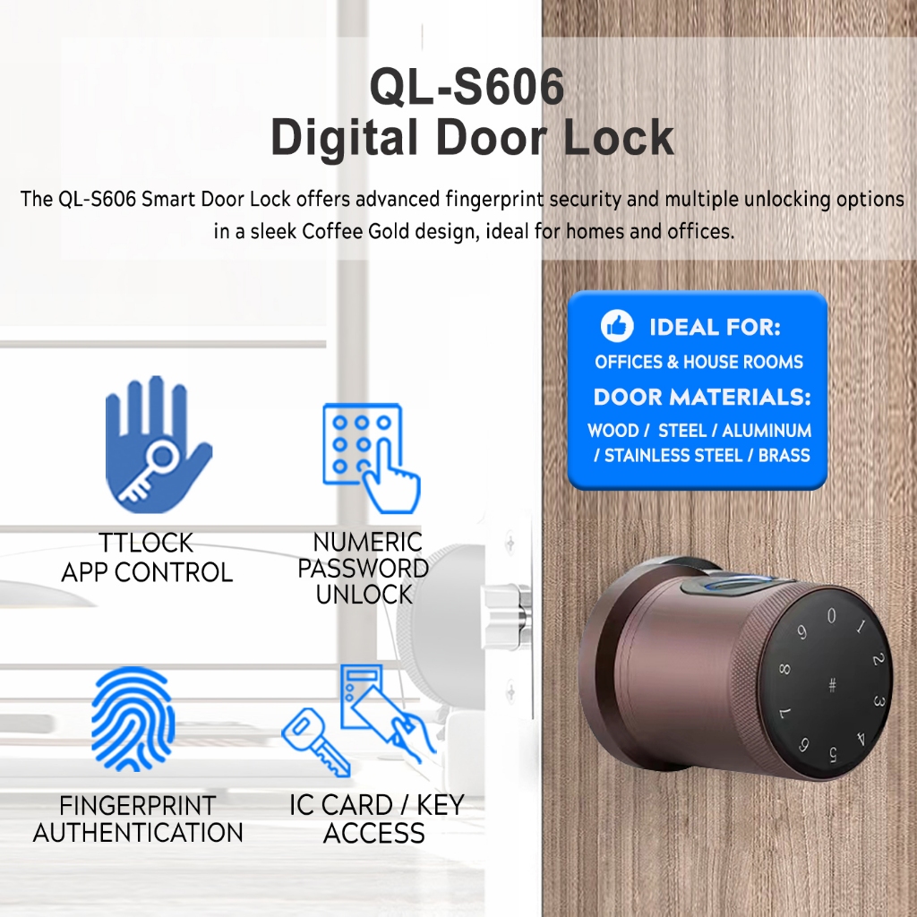 QL-S606 Digital Door Lock – Elegant & Secure Smart Lock for Homes and ...