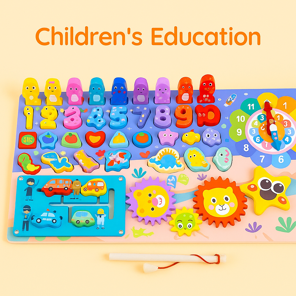 HB 10in 1 Wooden Montessori Puzzles Board Early Learning Toys Blocks ...