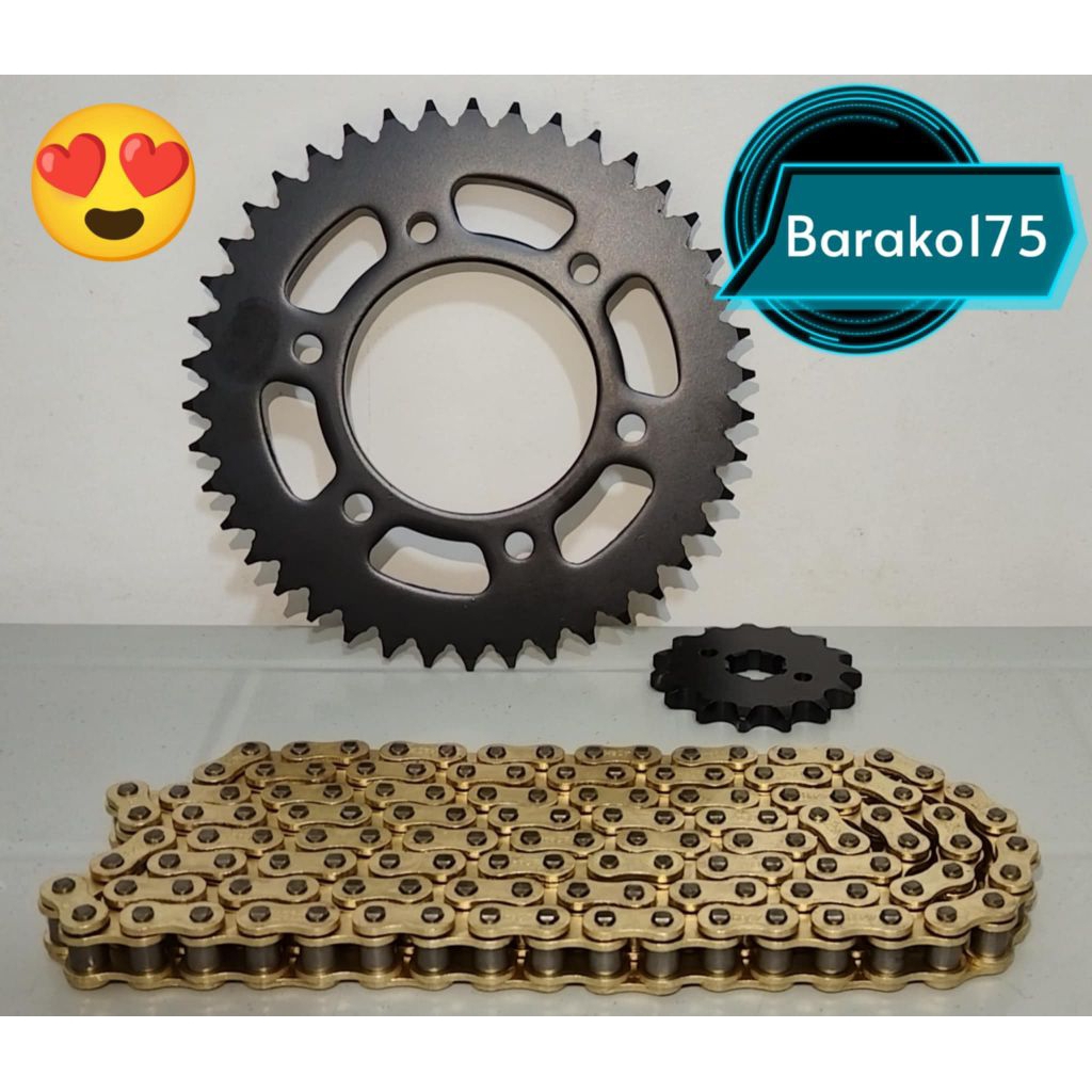 BARAKO 175 RUSTPROOF SPROCKET SET W/ GOLD CHAIN 428H HEAVY DUTY PLUG ...