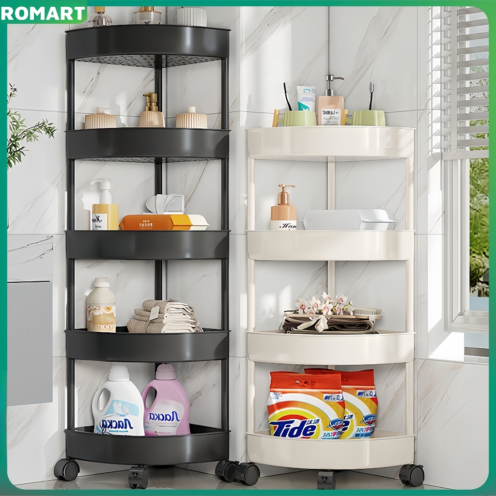ROMART Movable Corner Bathroom Organizer Rack Triangular Storage Rack ...