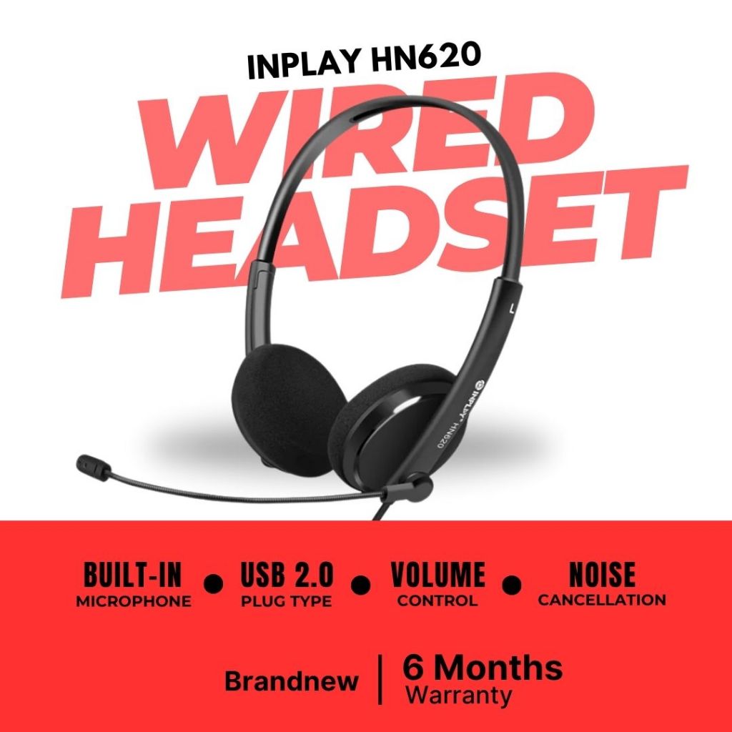 InPlay HN620 V2 Noise Cancelling Headset Built-in Mic USB Type