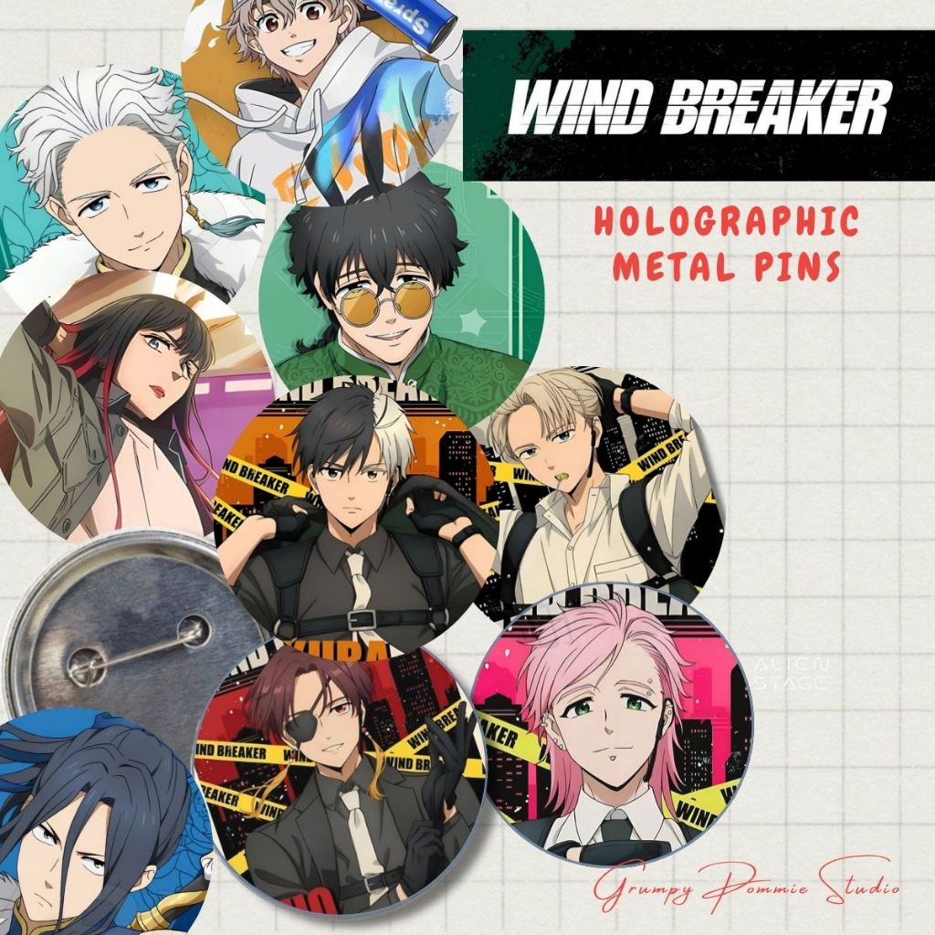 WINDBREAKER Holo Metal Button Pin inches Tin Badge [Anime Manga  UNOFFICIAL/FANMADE Merch]