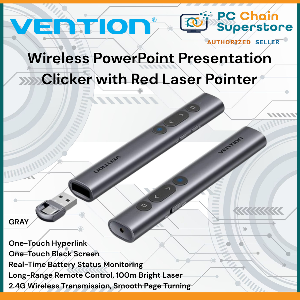 Vention Wireless PowerPoint Presentation Clicker with Red Laser Pointer ...