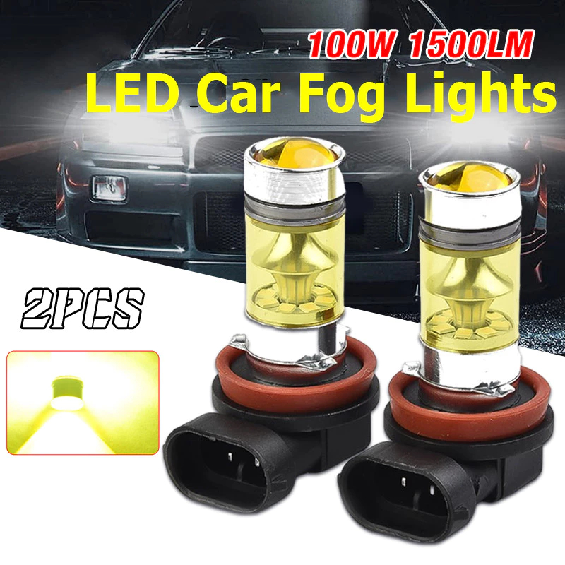 2Pcs H11 H8 LED Car Fog Light Yellow Anti Fog Bulbs 4300K 100W 1500LM ...
