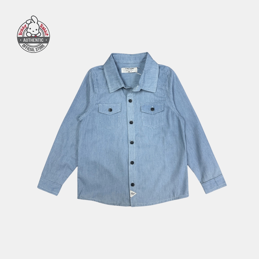 Robby Rabbit Boy Classic Charmer Long-Sleeve Denim Polo (Light Blue ...