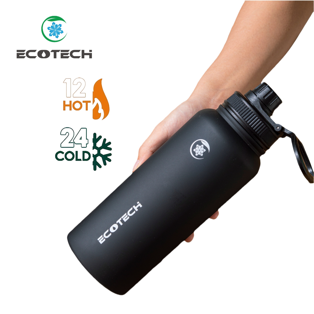 ECOTECH Black 32oz Insulated Thermos Water Bottle - Sports & Outdoor ...