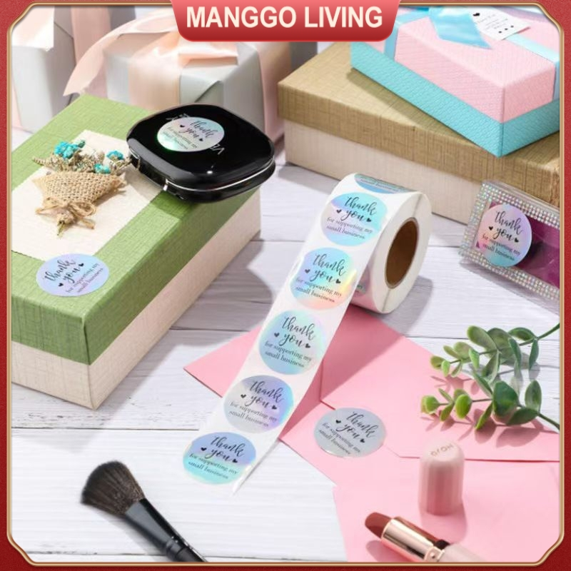 500Pcs/Roll Flash Laser Stickers Birthday Gift Stickers Circular Roll ...
