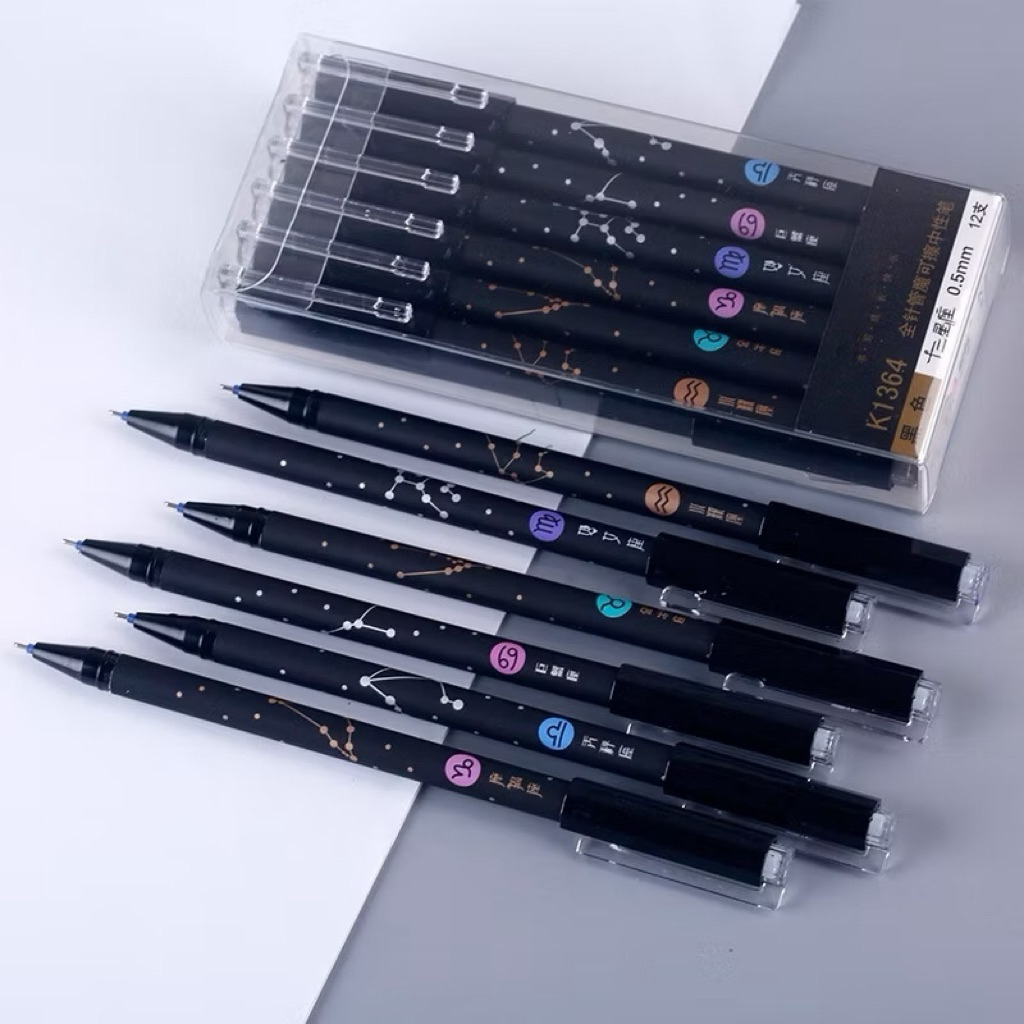 12pcs Twelve Constellations Erasable Gel/Friction Pen （Black ink ...