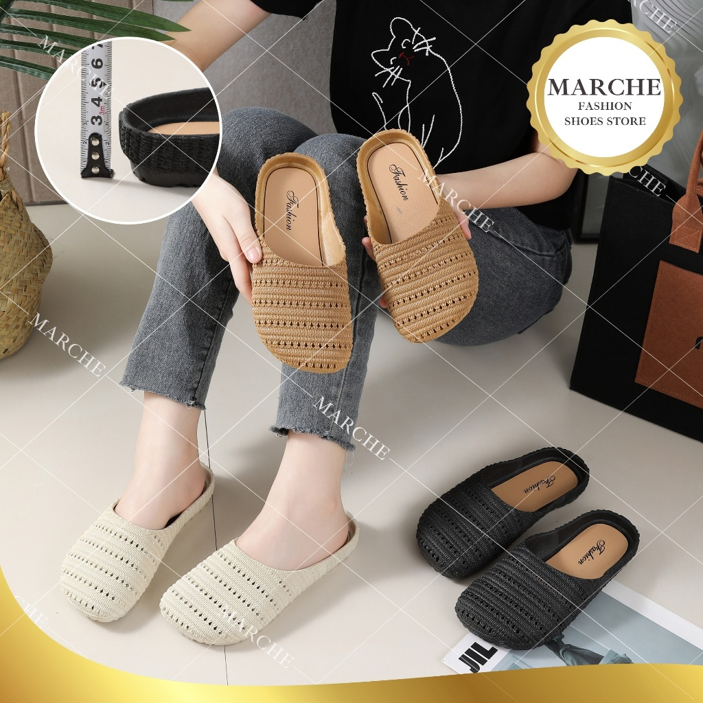 Marche New Women's Cut Out Style Mules Flat Rubber Material Comfy ...