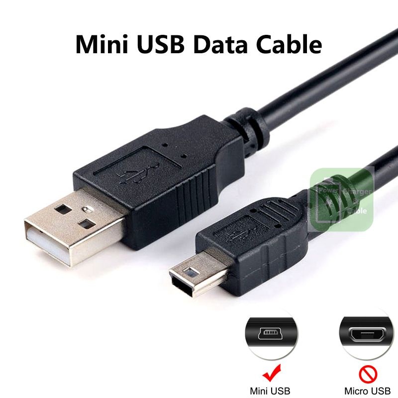 Mini USB 2.0 Cable 5-Pin Black for Efficient Data Transfer | Shopee ...