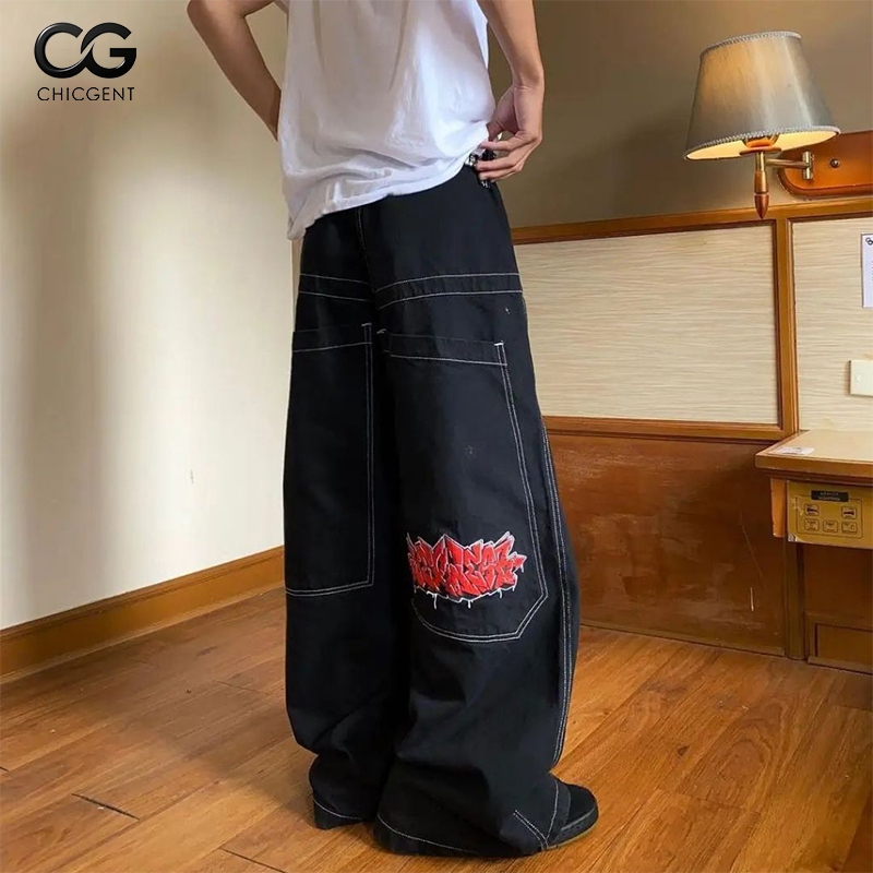CHICGENT COD Y2K Jeans Streetwear Big Pocket Oversized Pants Hip
