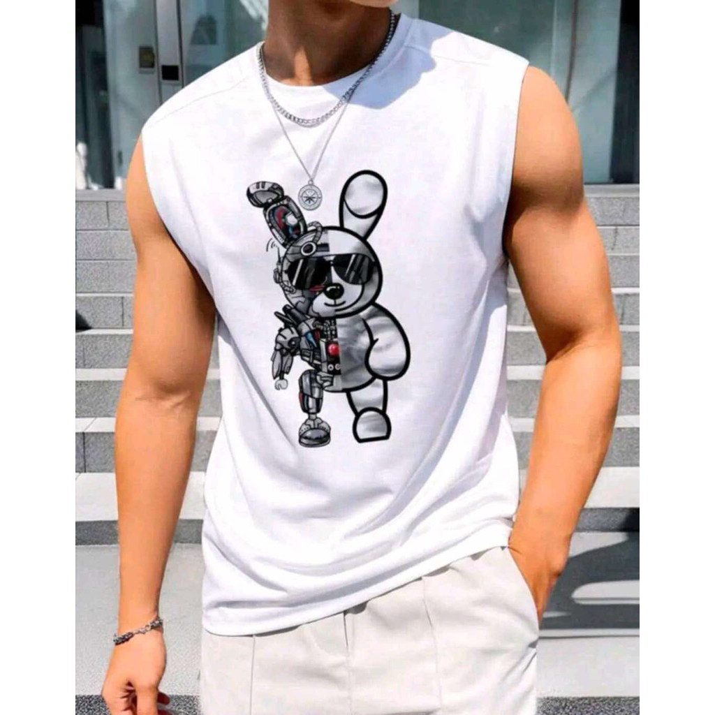 Robot/Labubu Muscle Tee for Men | Freesize | Fit Small to Large ...