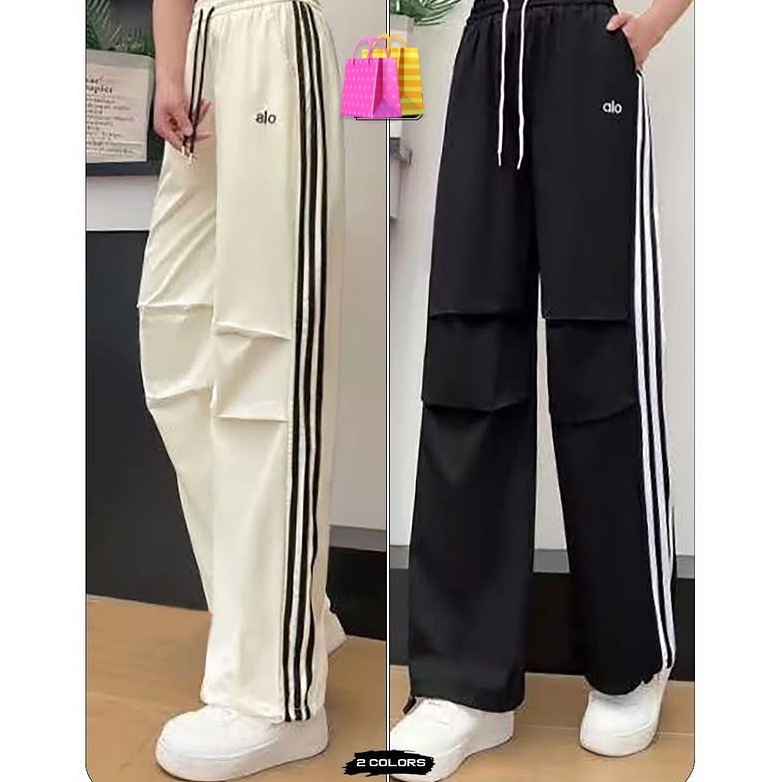 AS ELEGANT Korean Parachute Pants Drawnsting Highwaist Pants with ...