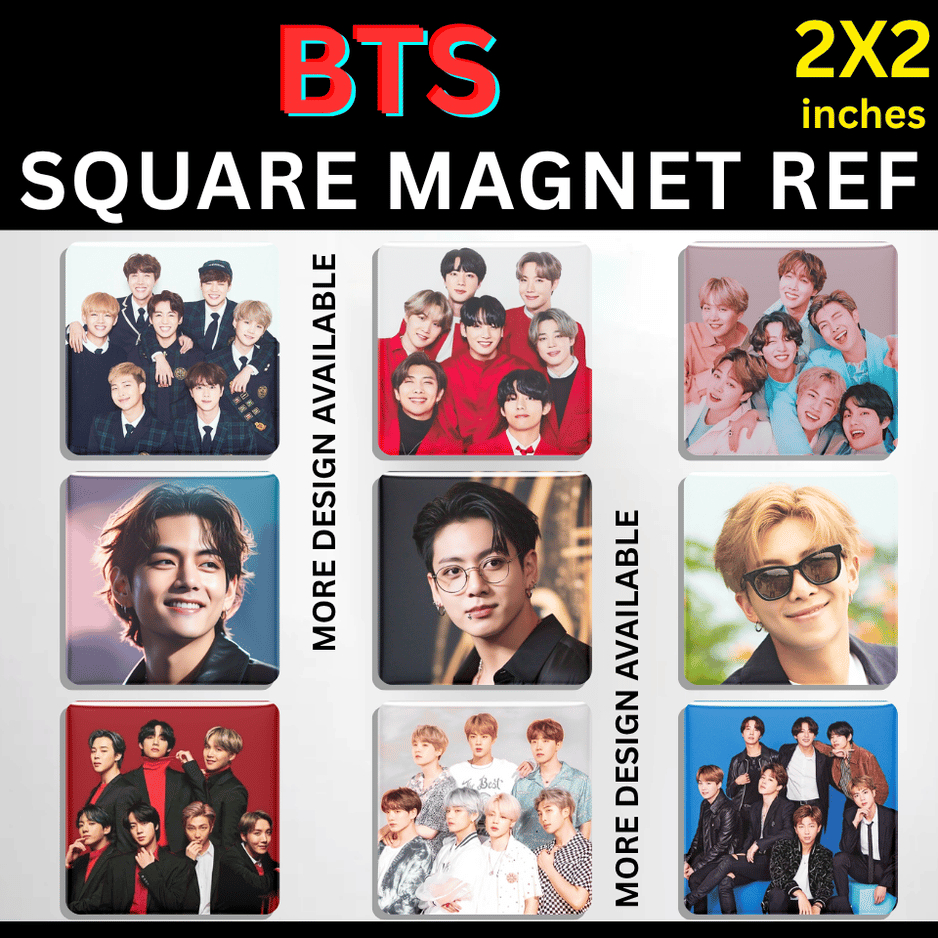 BTS PART 1/2 - 2X2 INCHES FRIDGE OR REF MAGNET AND PIN BADGE OR BUTTON ...