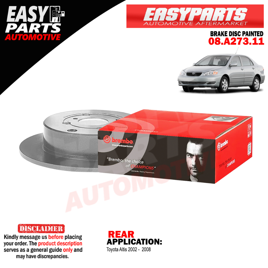 Brembo Rotor Disc 08.A273.11 Toyota Altis 02-08 Rear | Shopee Philippines