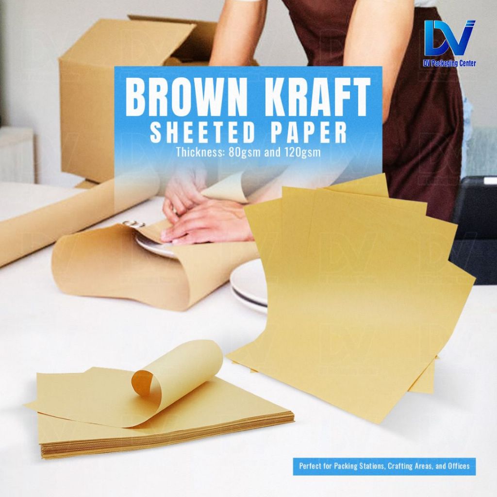Sheeted Brown Kraft Paper (80gsm and 120gsm) 1pack - 100pcs | Shopee ...