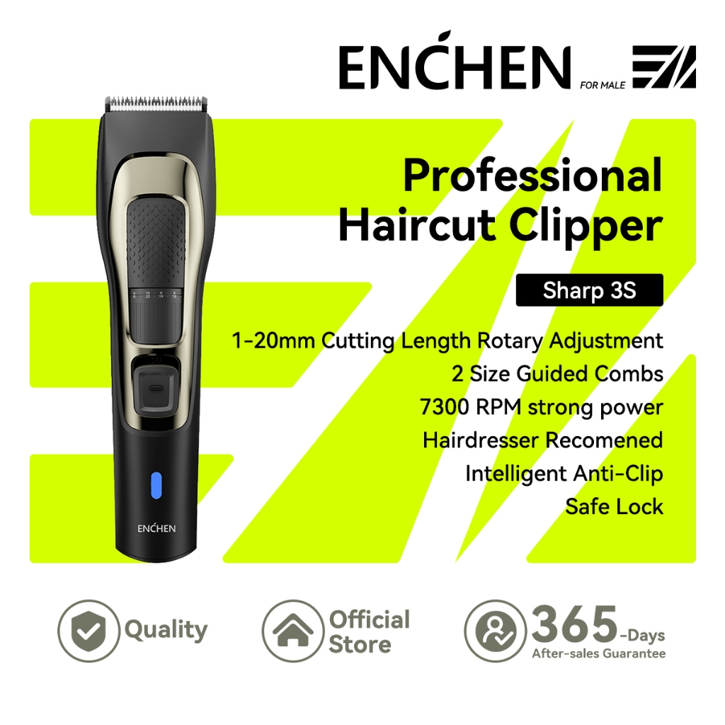 ENCHEN Electric Hair Trimmer Sharp 3S Rotation Adjustment Length Hair ...