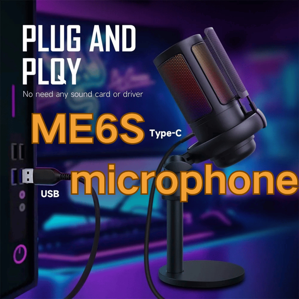 【COD】ME6S USB Microphone RGB MIC Gaming Condenser Microphone 24bit ...