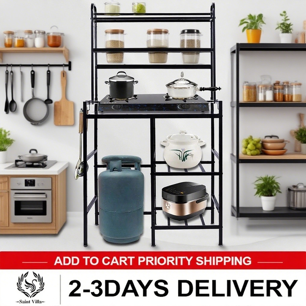 Household gas stove stand kitchen storage rack punch-free liquefied gas ...