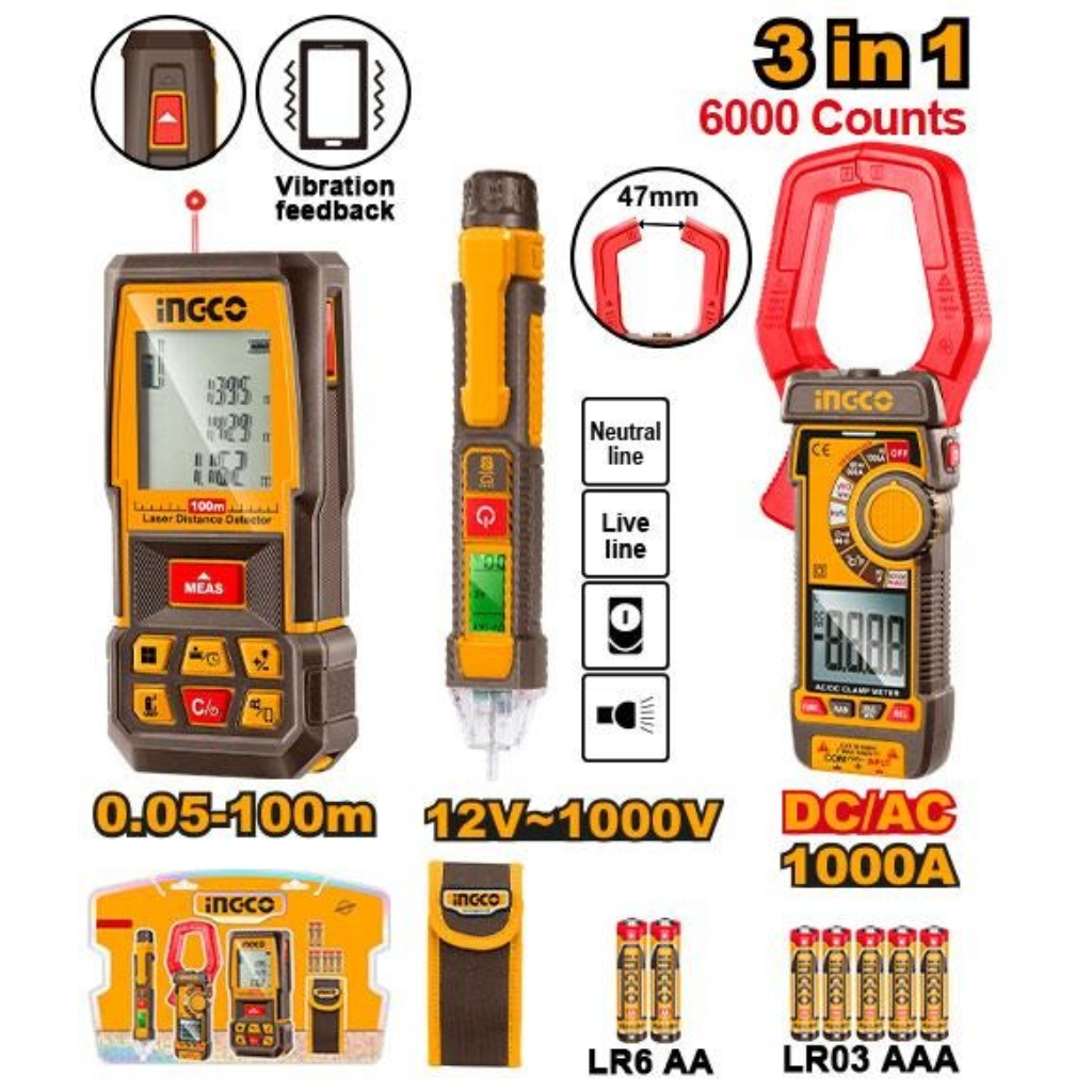 INGCO Laser Distance Detector Combo Kit Used for Measuring & Leveling ...