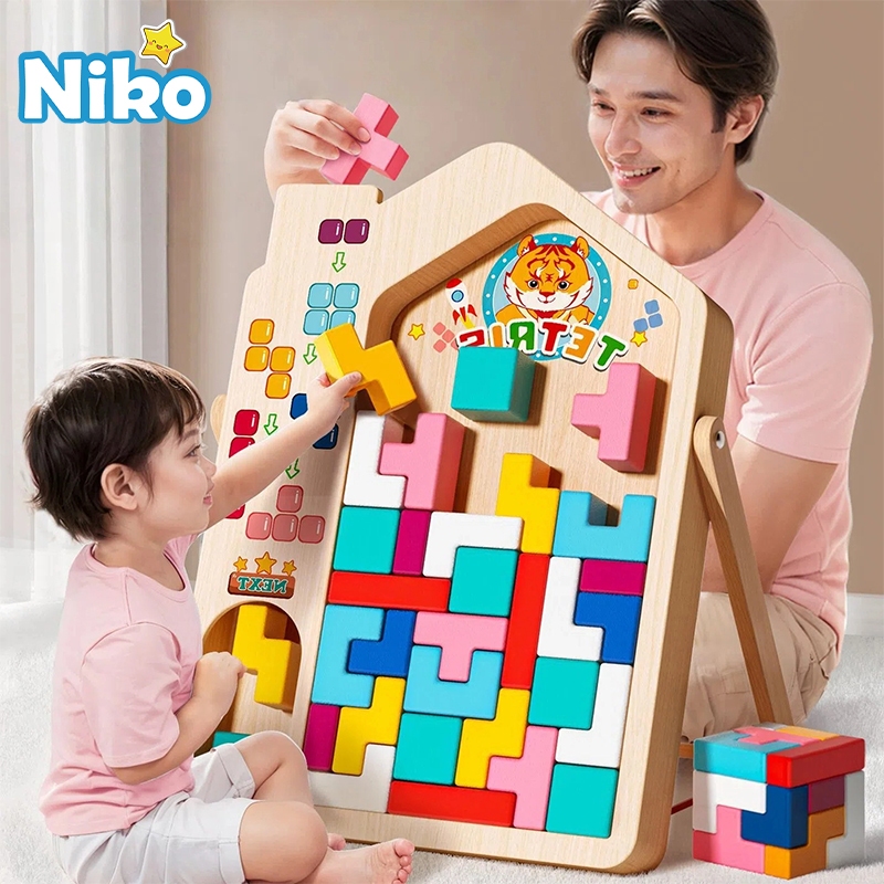 NIKO Tetris Building Block Toy Early Educational Puzzle Wooden