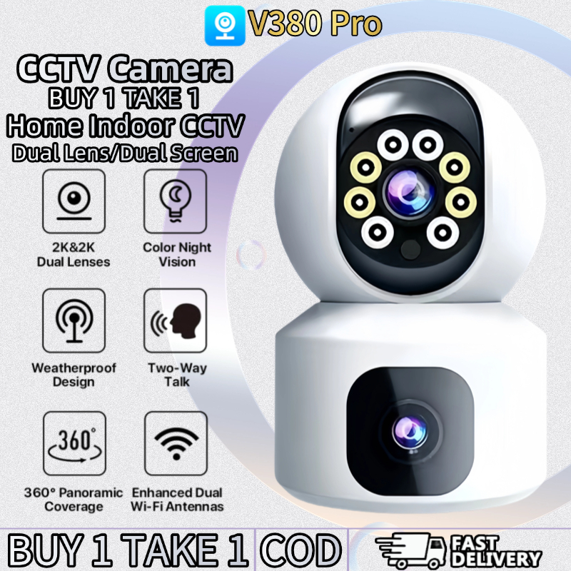V380 Pro CCTV Camera Two Way Audio Dual Lens WIFI 1080 Full Color Night ...