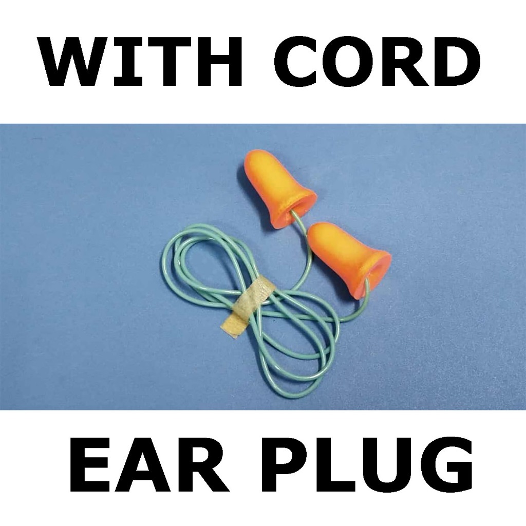EAR PLUG = WITH CORD = ORANGE POLYURETHANE MATERIAL PRE SHAPE FOAM ...