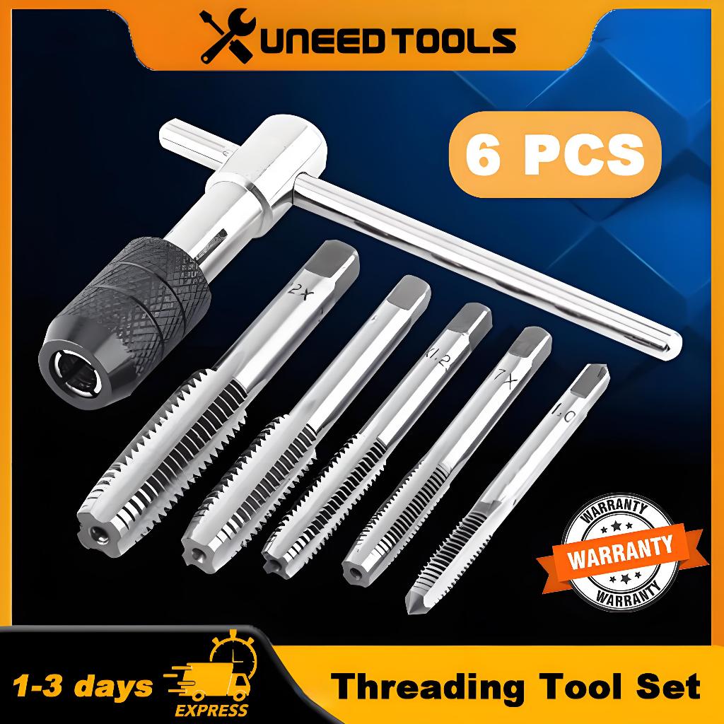 6PCS Hand Screw Thread Tap Wrench Retreading Rethreading Tool Set DIY ...