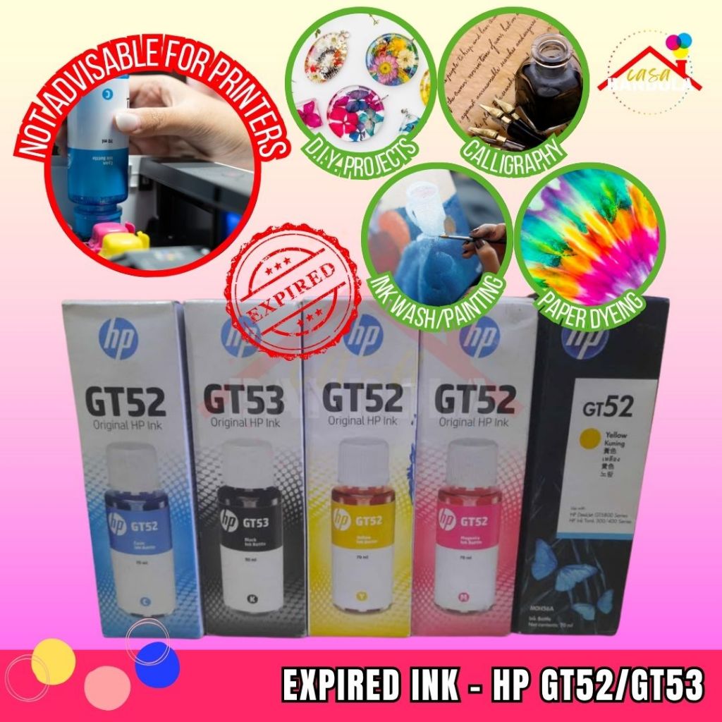 Expired HP GT52 & GT53 Ink Bottles – Crafting, Resin, & Art Use (Not ...