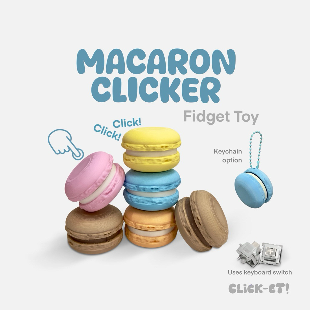 CLICK-ET! Macaron Clicker Keychain by Slycelab 3DPrinted Aesthetic ...