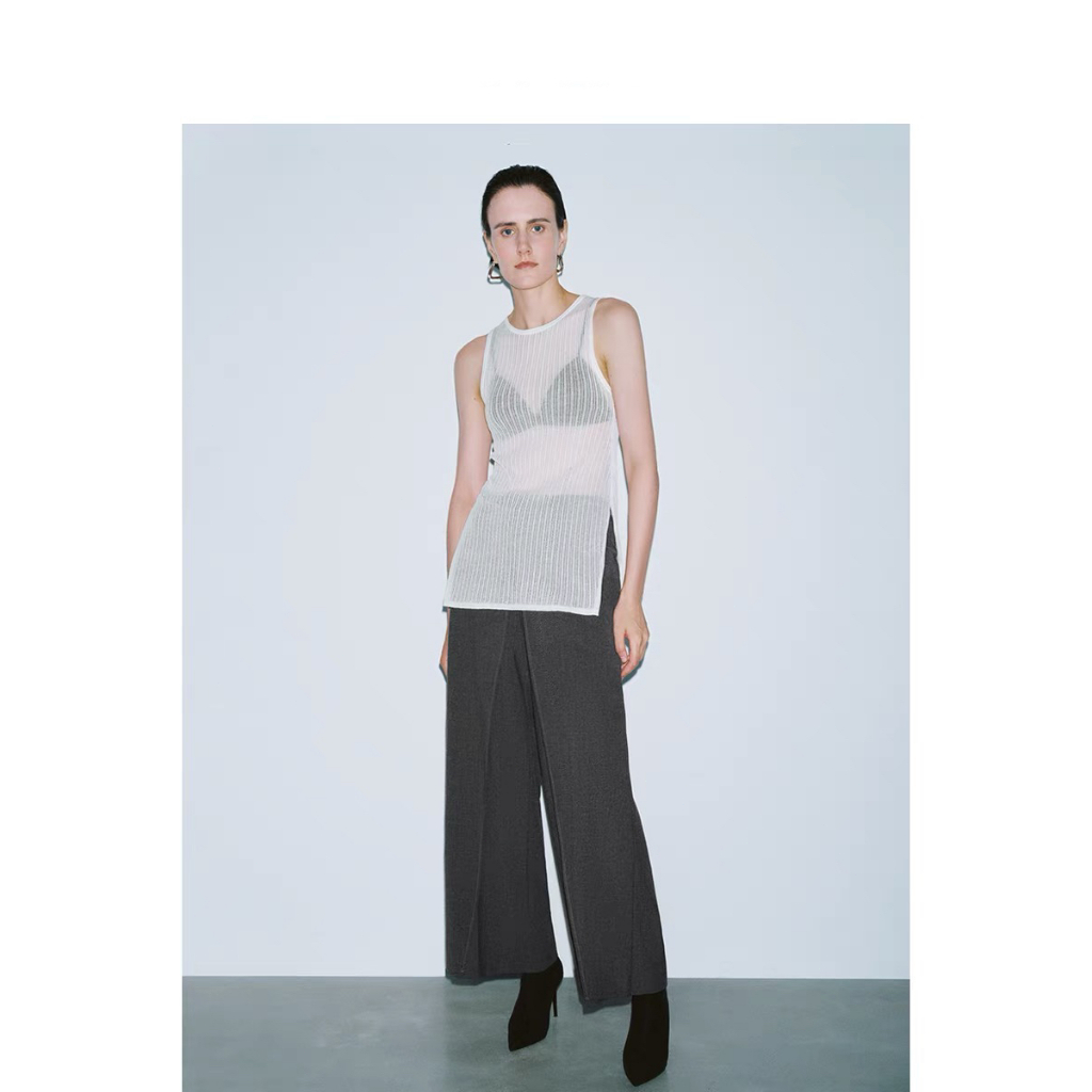 New women's fashion hollow rib slit sleeveless knit | Shopee Philippines