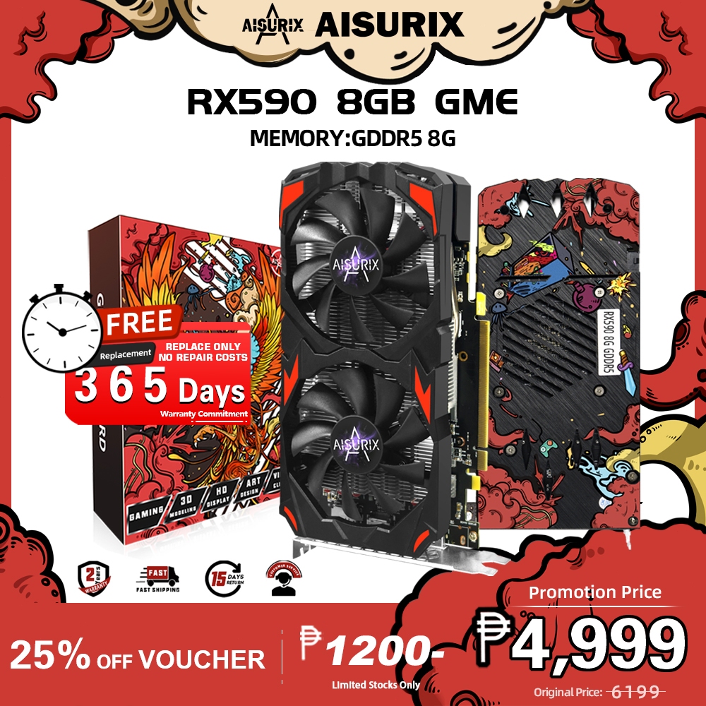AISURIX RX590 8G NEW Graphics Card GDDR5 256Bit 2304sp AMD PC GPU Video ...