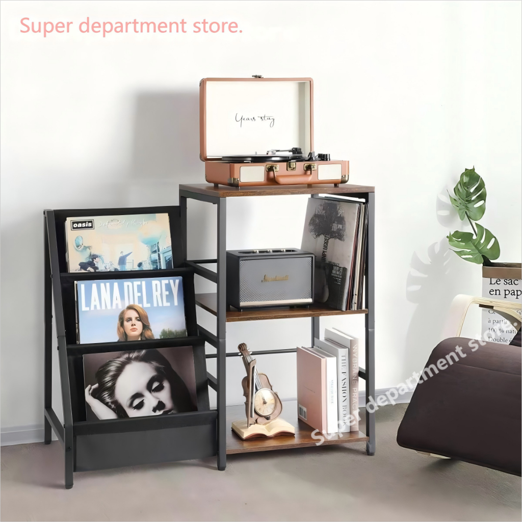 Vinyl Record Player Floor Storage Racks Record Stand Wooden Turntable ...