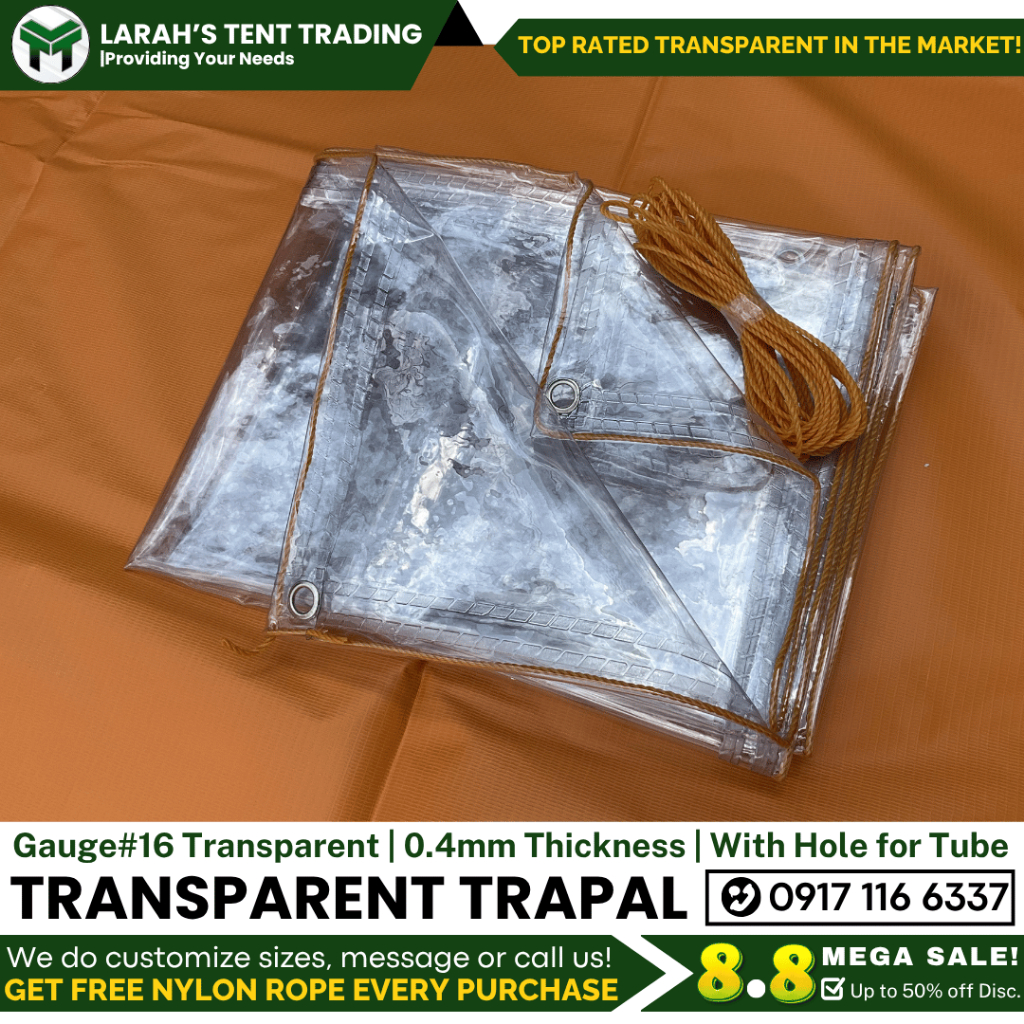 GAUGE NO. 16 TRANSPARENT TRAPAL CLEAR TRAPAL LONA TOLDA TARPAULIN ALL ...
