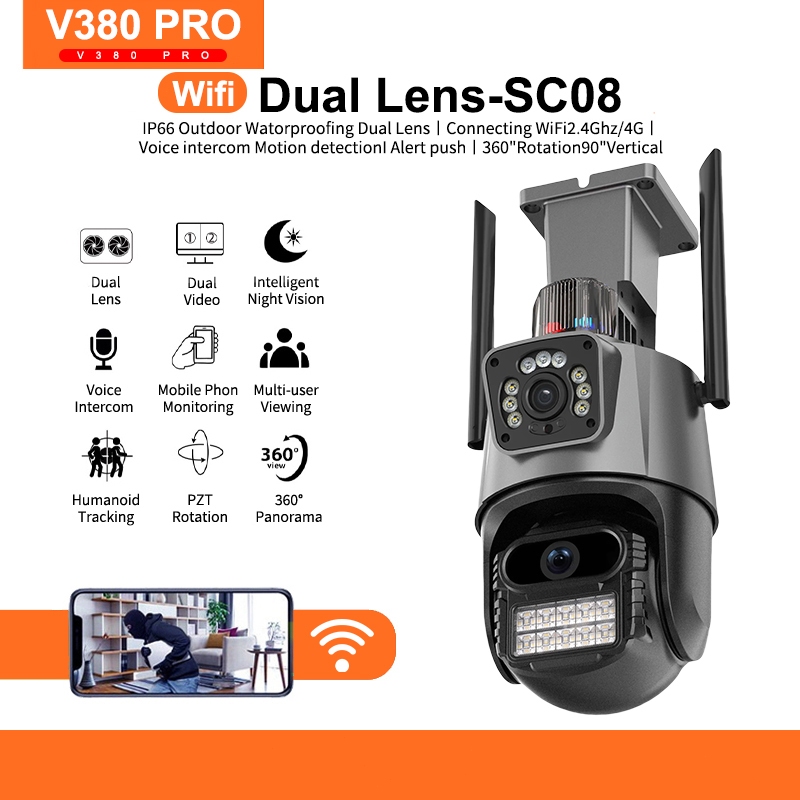 V380 Wireless SC08 Dual lens Outdoor Waterproof Wifi 360 Cctv Camera ...