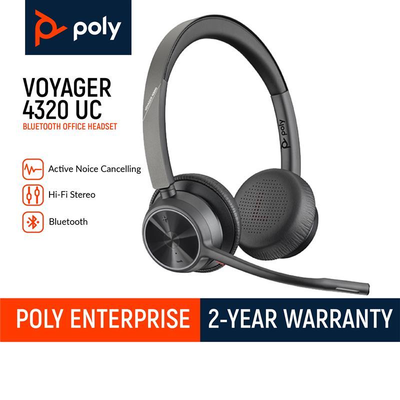 Poly - Voyager 4320 UC Wireless Headset - Headphones with Boom Mic ...