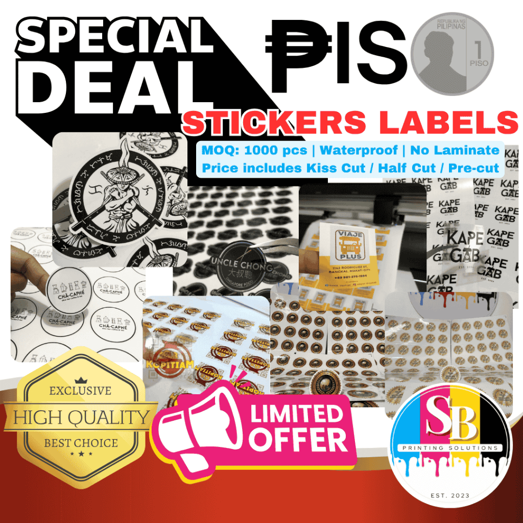 PISO STICKER LABELS | Waterproof | No Laminate | with Kiss Cut | 1000 ...
