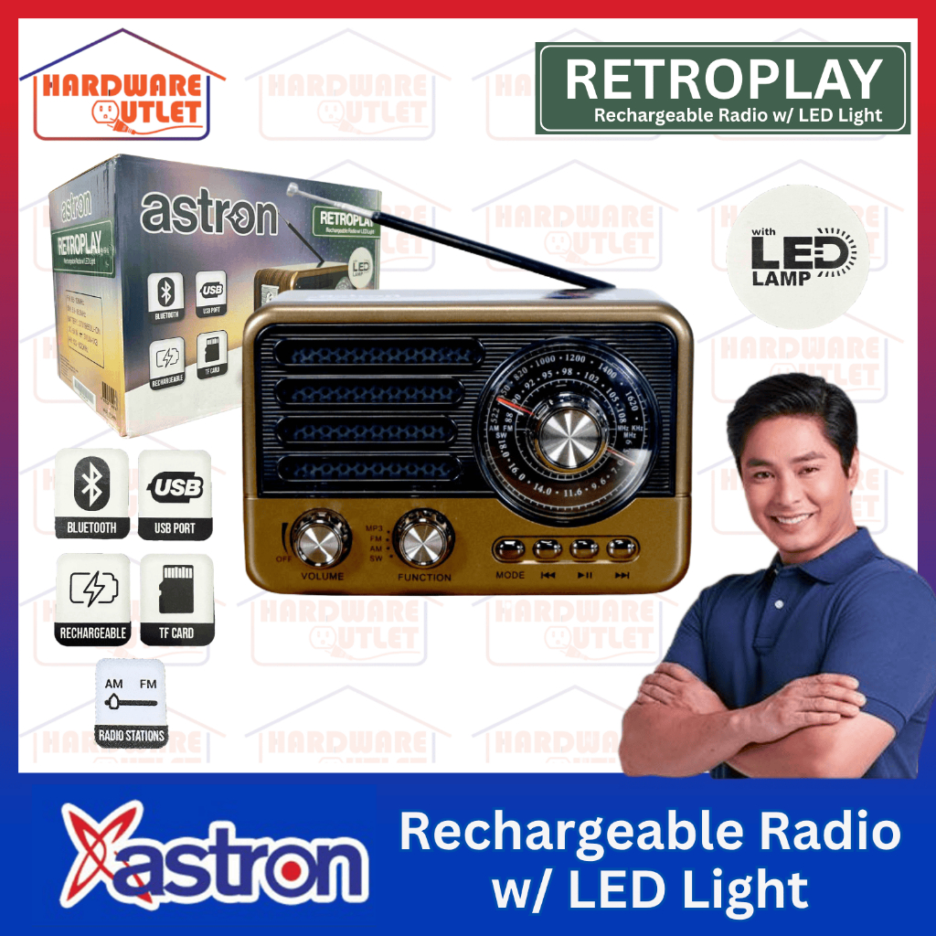 Astron Retroplay Rechargeable Radio with LED Light | Shopee Philippines