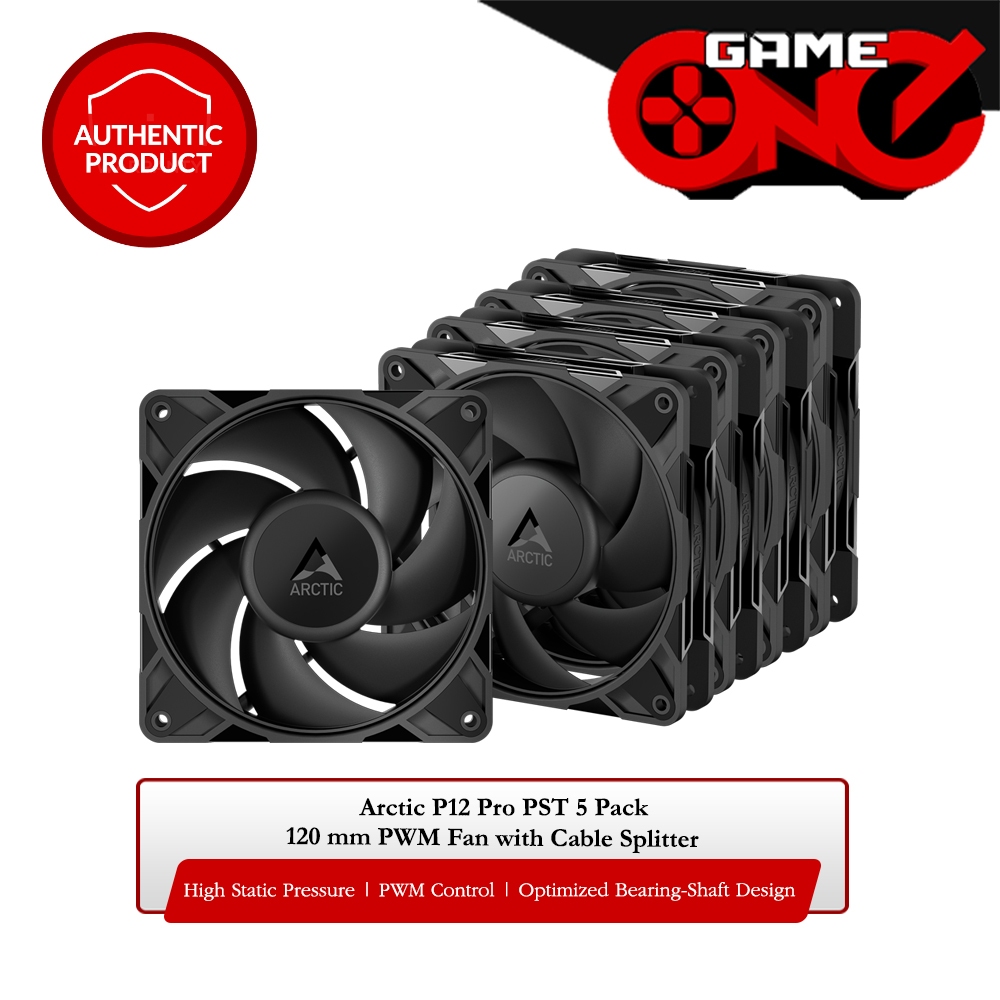 ARCTIC P12 Pro PST - Powerful Premium Fan, 120 Mm PWM Fan With Y-Cable Splitter, 600-3000 Rpm, 0 Rpm <5% PWM, Fluid Dynamic Bearing, 4-Pin - Black