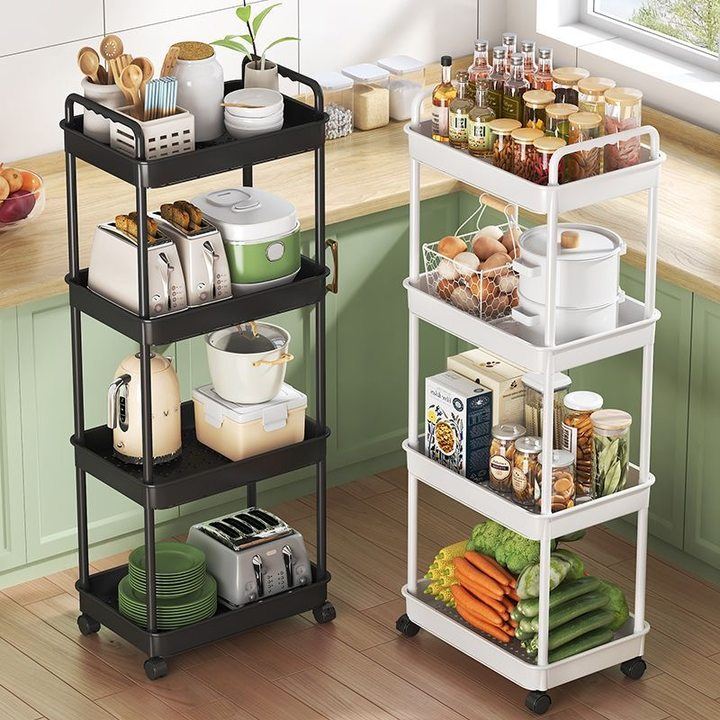 HALOO Trolley Cart Bathroom Organizer Rack Moving Rack 2/3/4 Layer ...