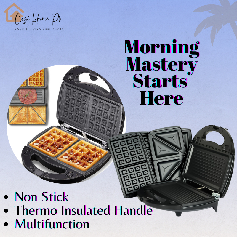 ChefMate 3-in-1 Breakfast Wizard – Waffle, Grill & Sandwich Maker in ...