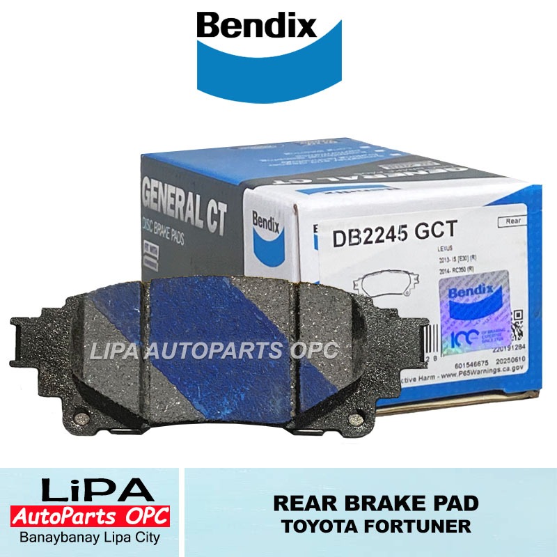 REAR BRAKE PAD TOYOTA FORTUNER 2018-2022 BENDIX or BOSCH | Shopee ...