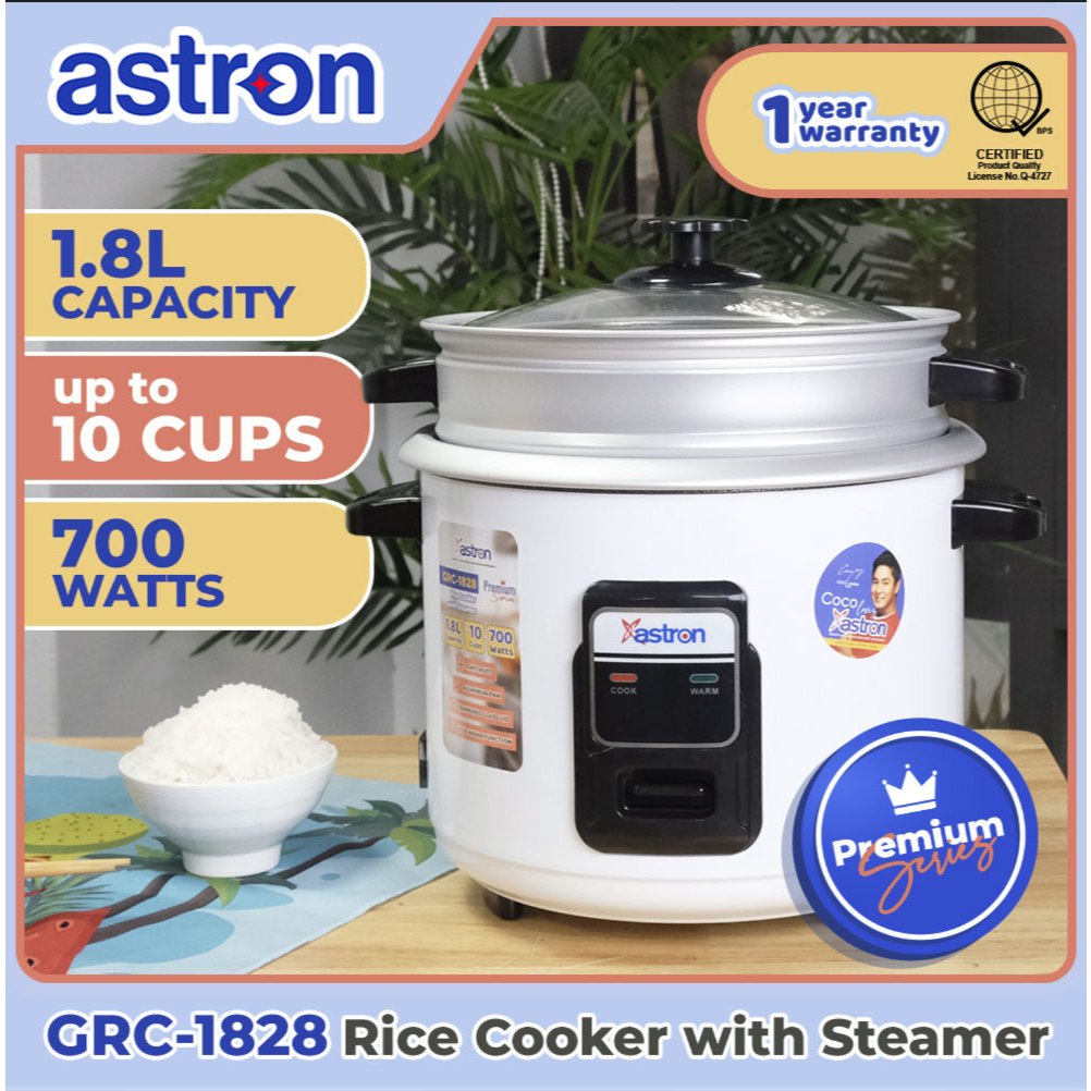 Astron GRC1828 Rice Cooker with Steamer - 1.8L | Premium Series | Keep ...